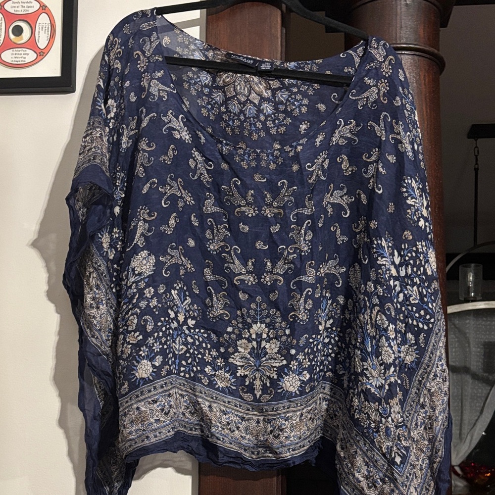 Chic Navy Paisley Women's Blouse